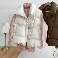 Stand Collar Elegant Warm Sleeveless Winter Vest