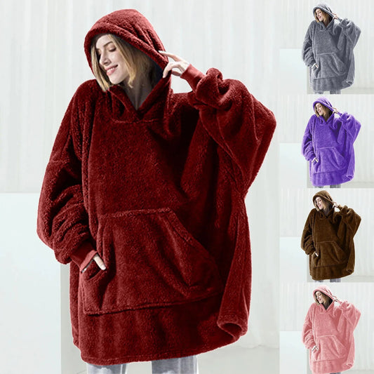 Warm Fleece Oversized Pullover Winter Blanket Hoodie
