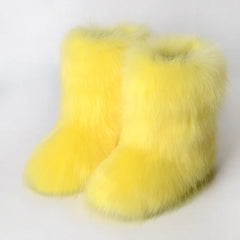 Fuzzy Furry Snow Boots Plush lining Slip-on