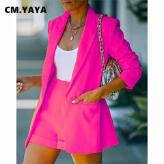 Long Sleeve Blazer and Shorts Two Piece Set