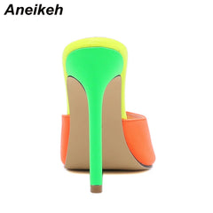 Orange High Heel Pointed Toe Sandals