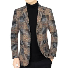 Business Casual Plaid Slim Fit Blazer