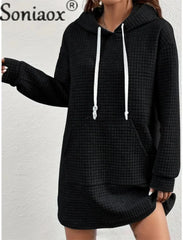 Kangaroo Pocket Splicing Hooded Sweatshirt Dress