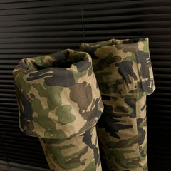 Camouflage Denim Thick Heel Folding Over-the-Knee Boots