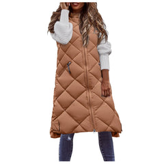 Long Solid Hooded Padded Vests