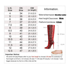 Crocodile-Patterned Leather Pointed Toe Slip-On High Heel Boots