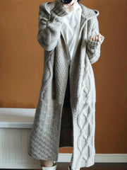 Midi Knitted Cardigans Knitted Oversized Long Sleeve Casual Hooded Sweater