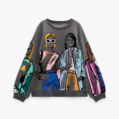 Girls Print Casual Sweatshirts