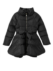 Black Bandage Bow Cotton-padded Parka