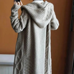 Midi Knitted Cardigans Knitted Oversized Long Sleeve Casual Hooded Sweater