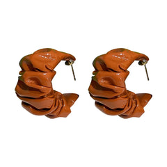 P/U Leather C-shaped Geometric Big Earrings