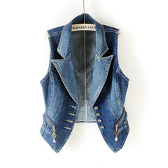 Denim Single-Breasted Vest