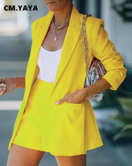 Long Sleeve Blazer and Shorts Two Piece Set