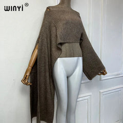 Pullover Cape Knitted Irregular Sleeve Sweater