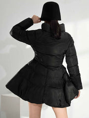 Black Bandage Bow Cotton-padded Parka