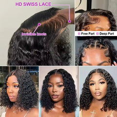 Glueless Water Wave Bob Wig Pre-Cut Lace!