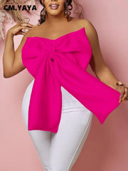 Bow Strapless Crop Party Evening Camis Tank