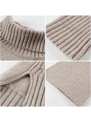 Knitted Sweater Solid Turtleneck Sweater + Loose Pants Set