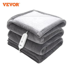 VEVOR Heated Blanket Electric Throw 4 Sizes Soft Flannel & Sherpa Heating Blanket with 3 Hours Timer Auto-off 5 Heating Levels