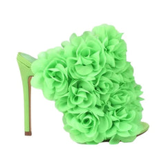 3D Lace Flower High Heel Open Toe Design Sandals