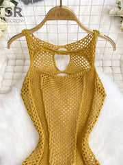 Yellow SleevelessHollow Out O Neck Romper