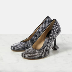 Round Toe Crystal Pumps