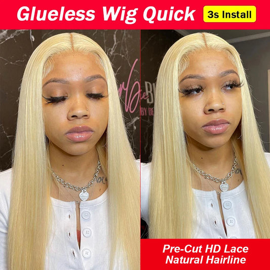 💛 Honey Blonde Glueless Wig – 613 HD Lace, Human Hair! 💛