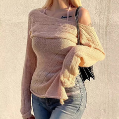 Asymmetrical Chic Knitted Pullovers Halter Camisole