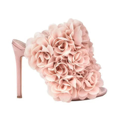 3D Lace Flower High Heel Open Toe Design Sandals