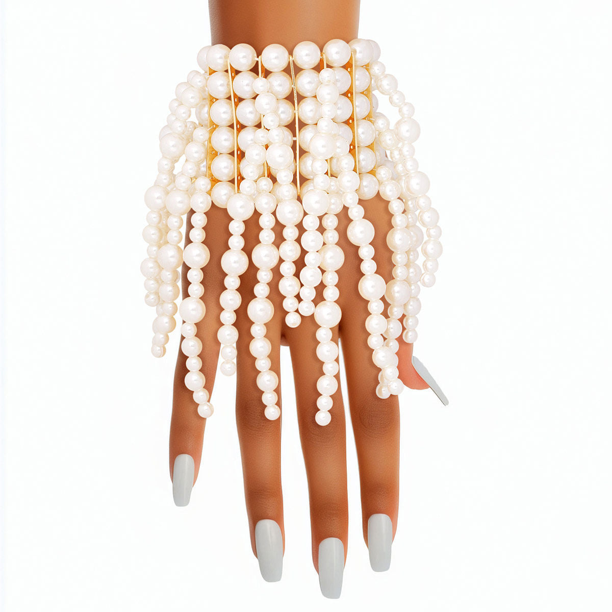 Bracelet Cream Pearl Fringe Stretchy for Women