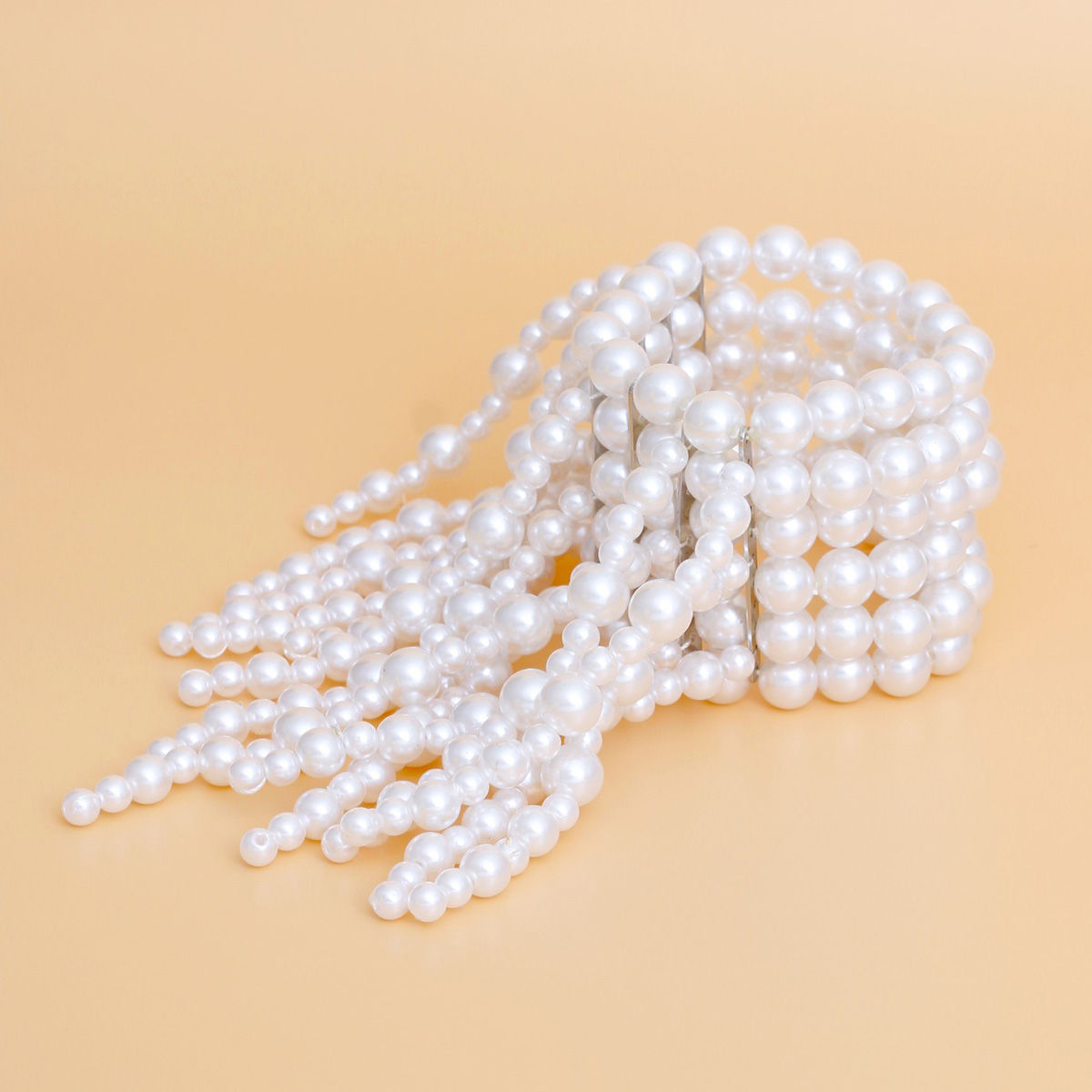 Bracelet White Pearl Fringe Stretchy for Women