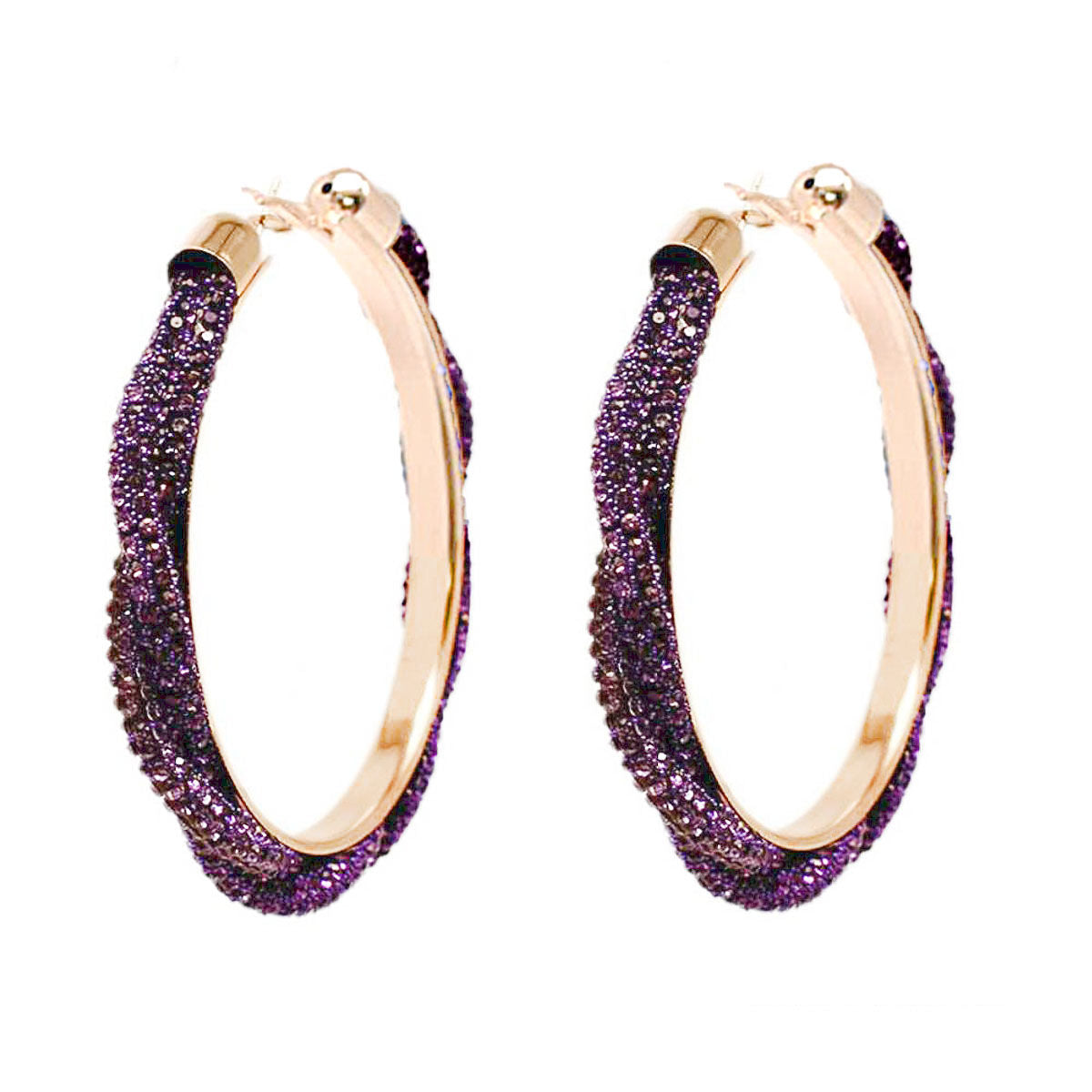 Purple Twisted Stone Hoops