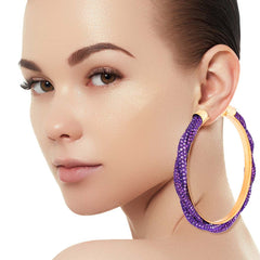 Purple Twisted Stone Hoops