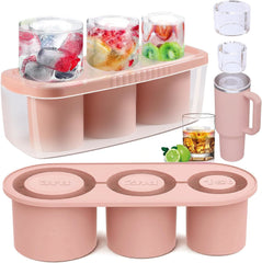 Ice Cube Tray for Stanley Cup: 40 Oz Tumbler Ice Mold Silicone - Hollow Cylinder Ice Maker Freezer with Lid and Bin for Water Bottle Whiskey Cocktail Coffee Juice