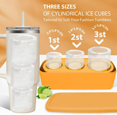 Ice Cube Tray for Stanley Cup: 40 Oz Tumbler Ice Mold Silicone - Hollow Cylinder Ice Maker Freezer with Lid and Bin for Water Bottle Whiskey Cocktail Coffee Juice