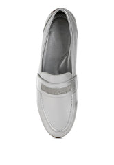 Eden Ode Rhinestone Strap Metallic Loafers