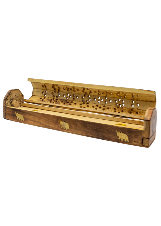 Brass Inlay Elephant Coffin Incense Burner