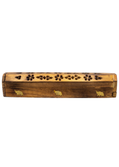Brass Inlay Elephant Coffin Incense Burner