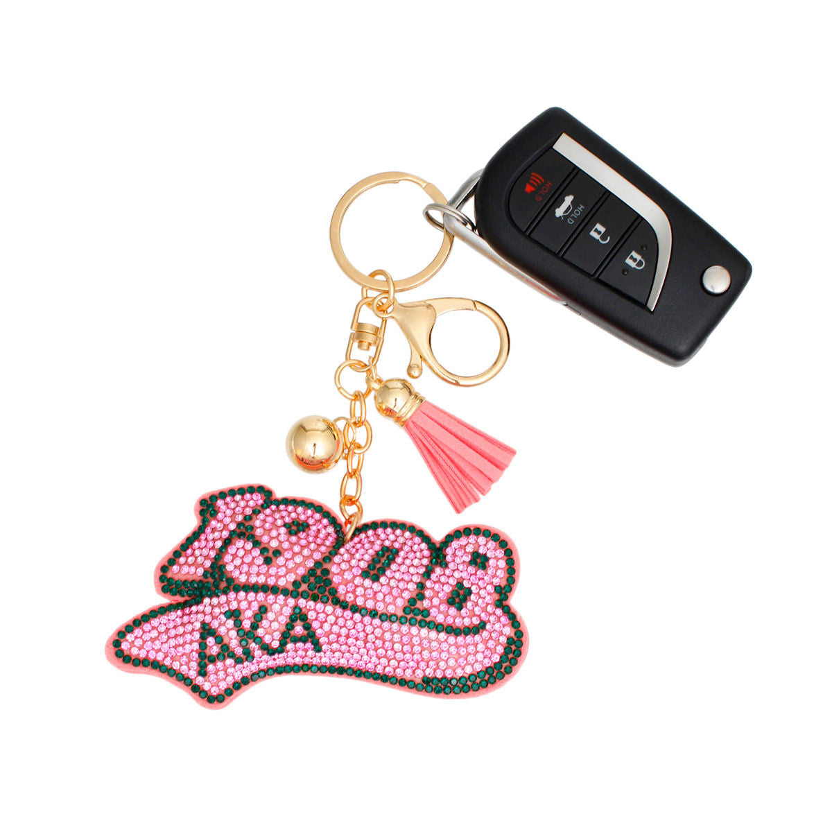 AKA Sorority 1908 Pink Padded Keychain Clip