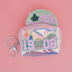 AKA Sorority Iridescent Zipper Pouch Keychain Clip