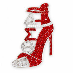 DST Sorority Red White Heel Sorority Brooch