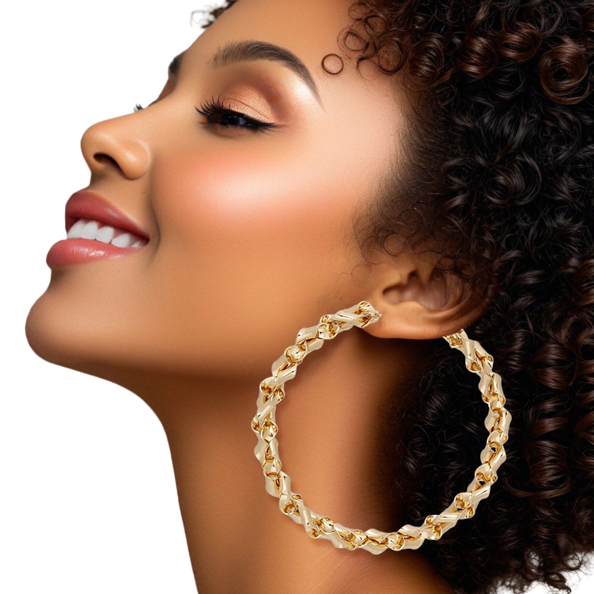 Hoops Gold Handmade Twist Curl Earrings for Women