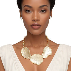 Collar Gold Curved Plate Aurbo Chain Necklace Set