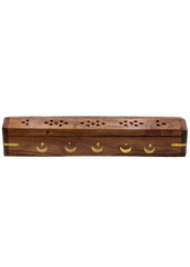 Brass Inlay Moon & stars Coffin Incense Burner
