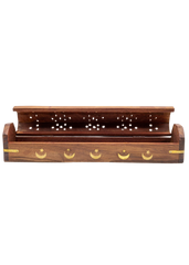 Brass Inlay Moon & stars Coffin Incense Burner