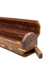 Brass Inlay Moon & stars Coffin Incense Burner