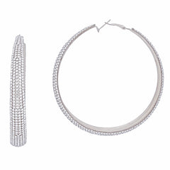 Hoops Graduated Silver Rhinestone 3.5 inch Earring