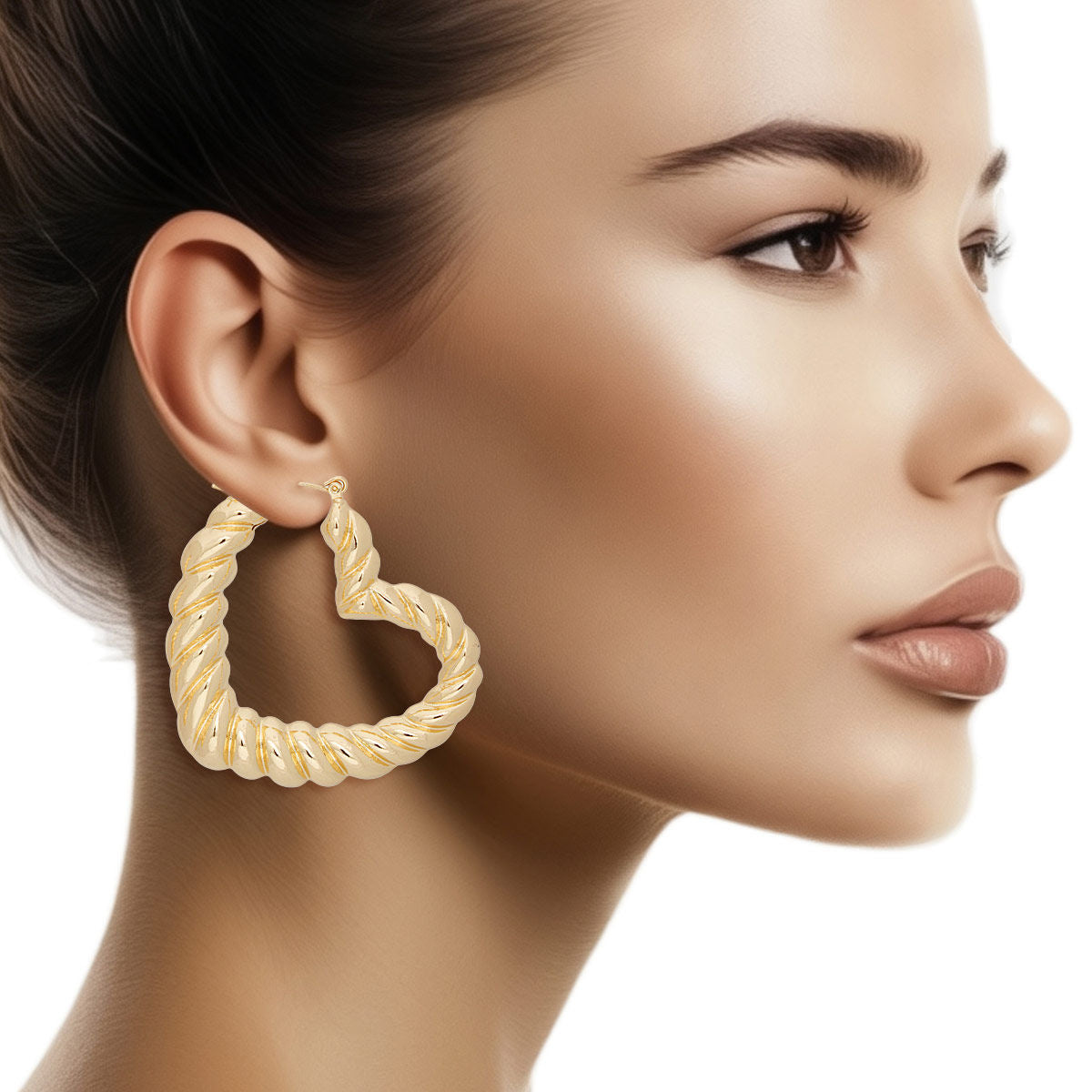 Hoops Twisted Gold Metal Heart Earrings for Women