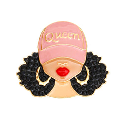 Brooch Pink Gold Afro Queen Pin for Women