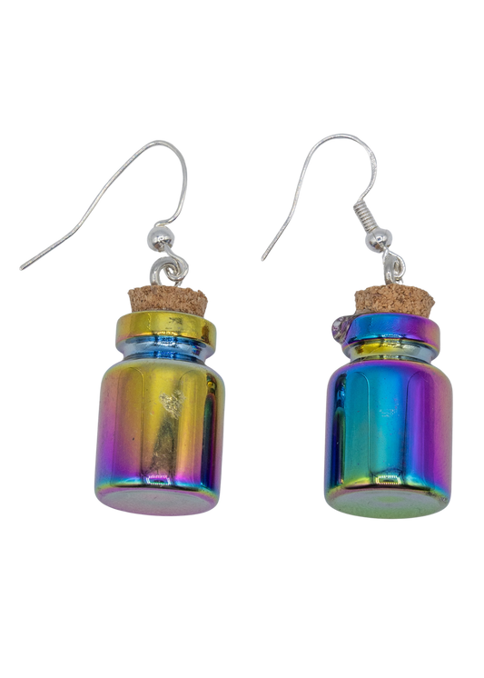 Iridescent Spell Bottle Earrings